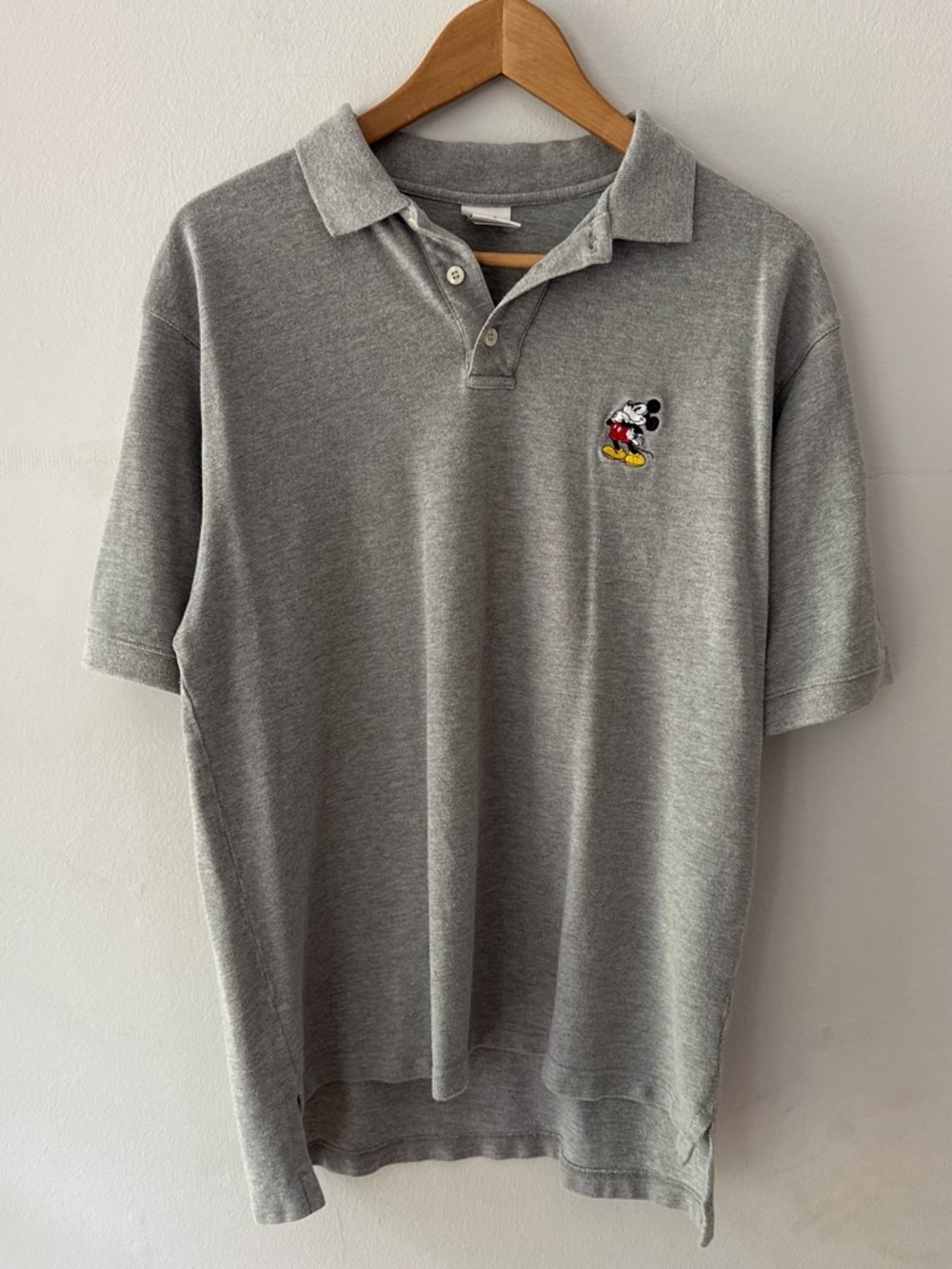 Vintage 90s Disney Mickey Mouse Embroidered Heather Grey Polo Tee
